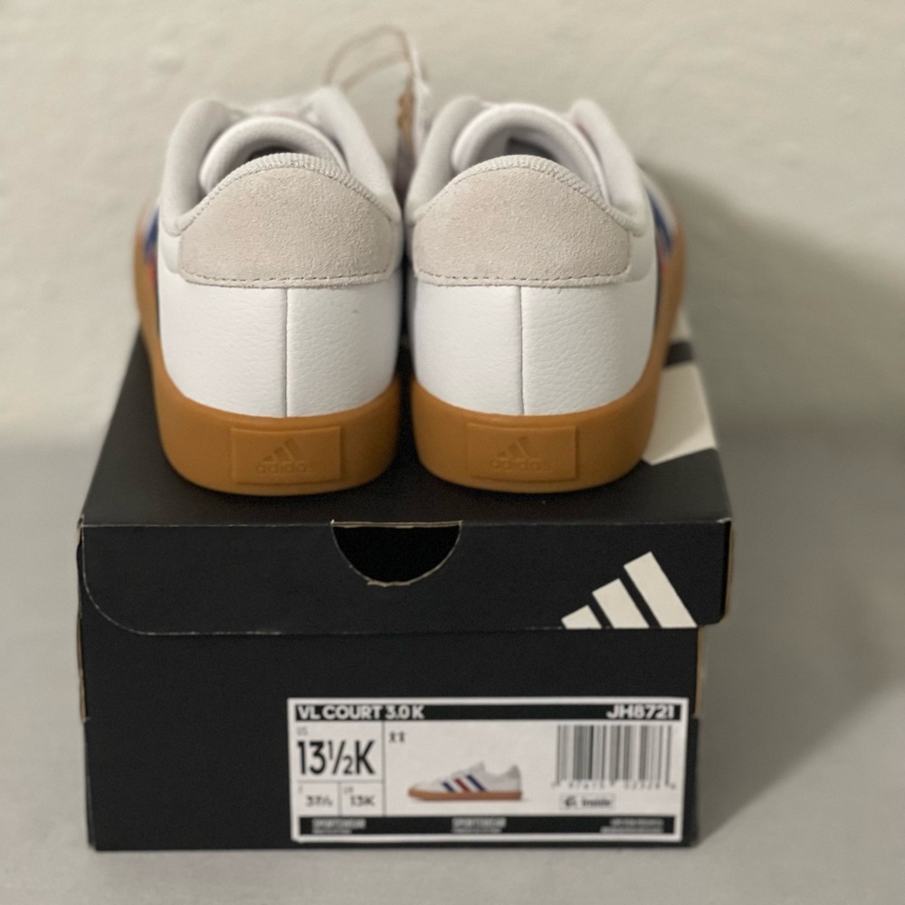 🚨SOLD🚨 Adidas Kids VL Court 3.0 White Red Blue Sneakers Sz 13.5 kids New in Box - Picture 2 of 6